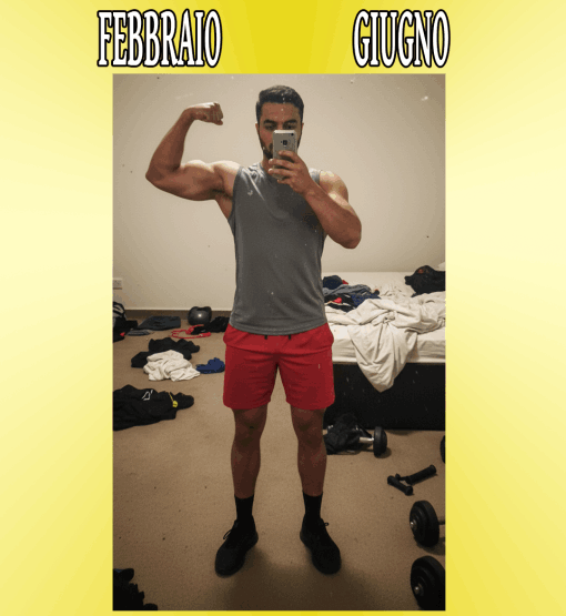 Trasformazione di un cliente bodybuilder dopo 5 mesi di percorso educativo alimentare, con perdita di peso e aumento definizione muscolare